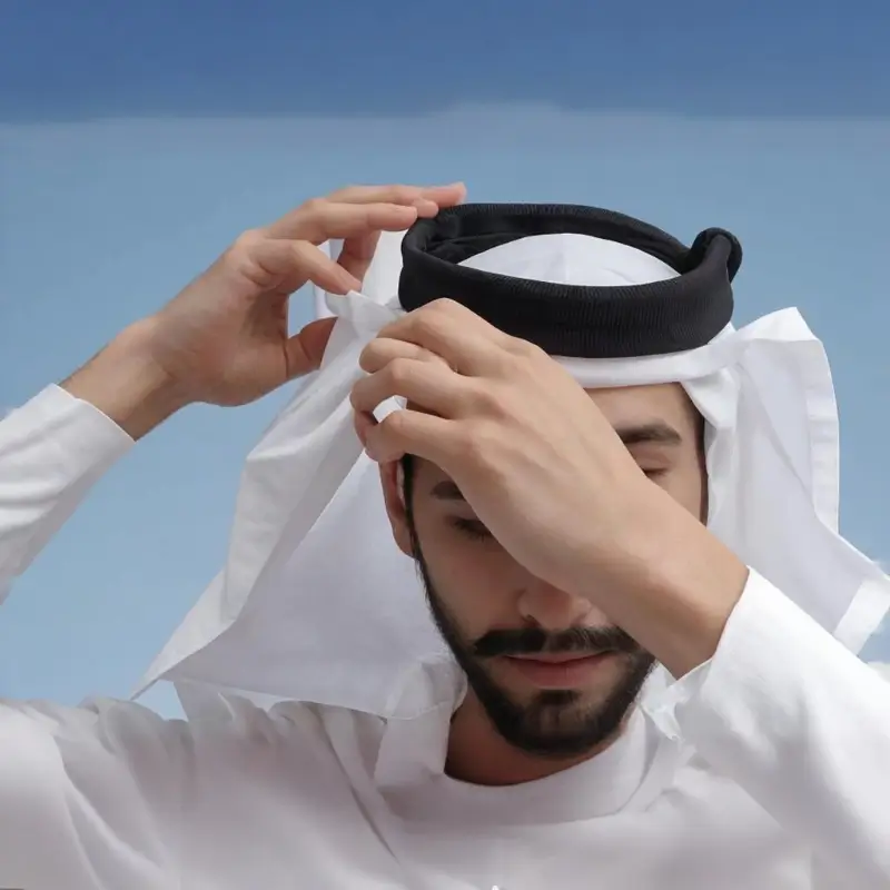 arab man with white headscarf