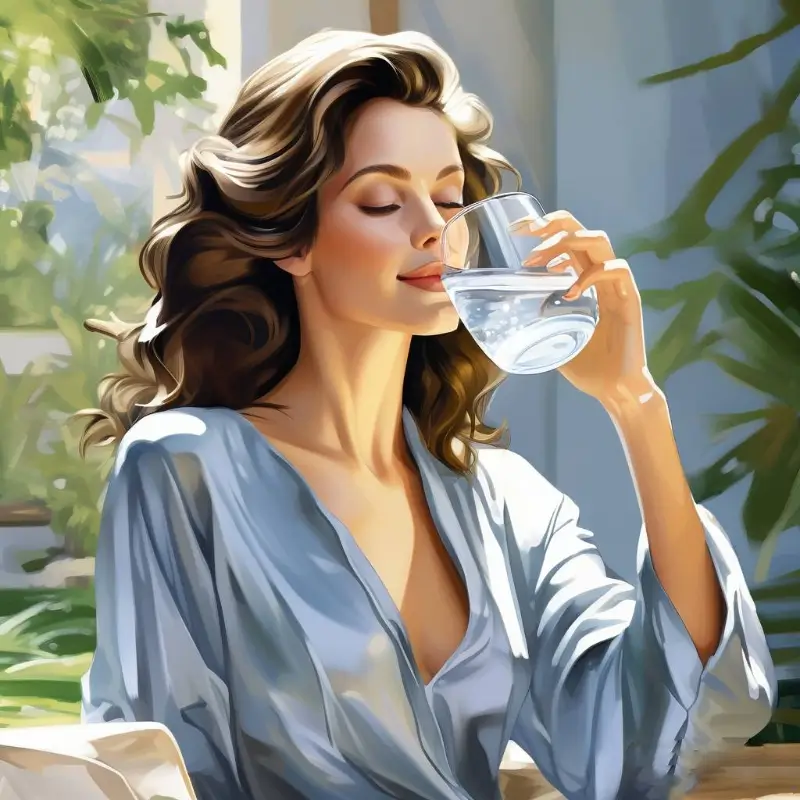 beautiful girl drinking water