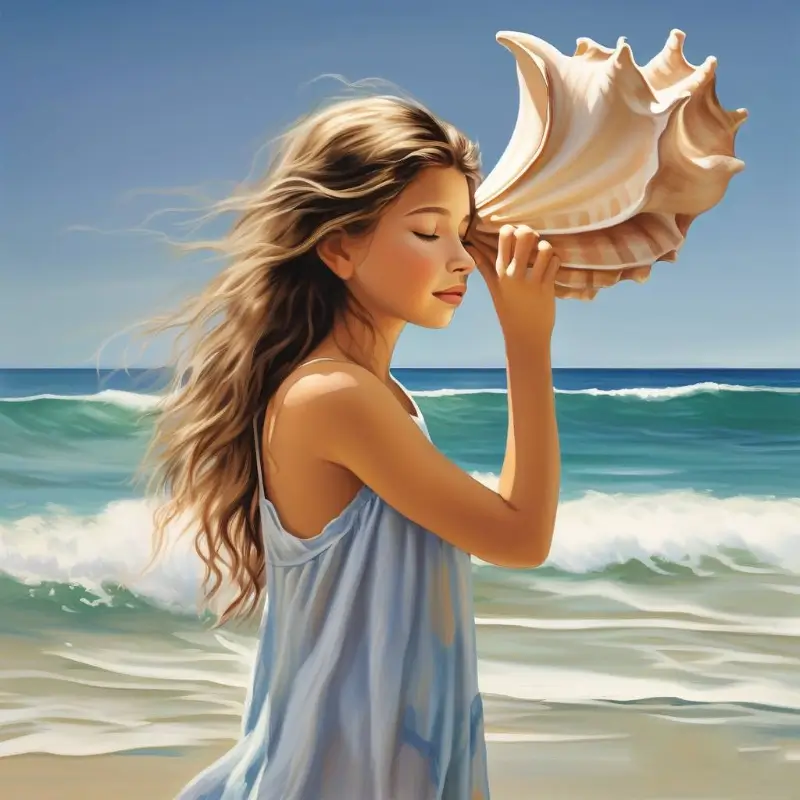 Listen to the sound of the sea in the conch